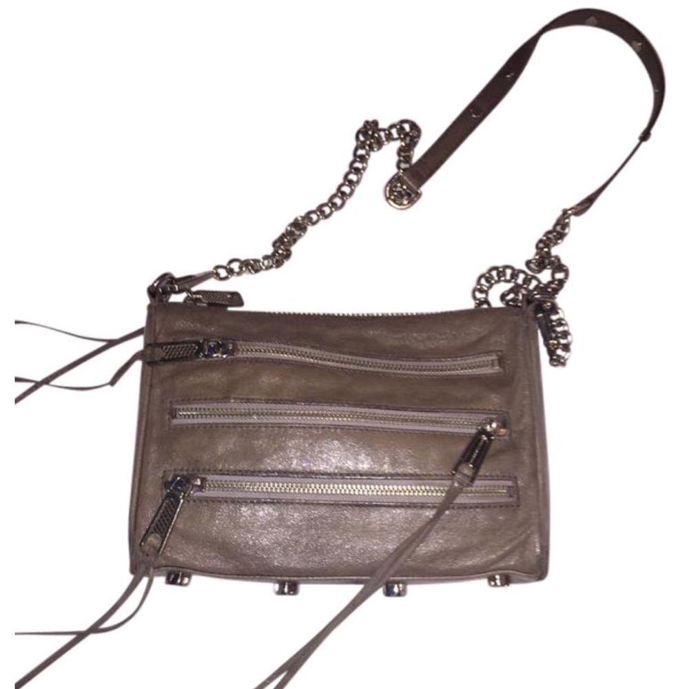 Rebecca Minkoff mini 5 zip gray leather crossbody